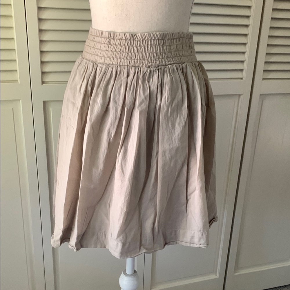 Banana Republic Beige Smocked Mini Skater Skirt